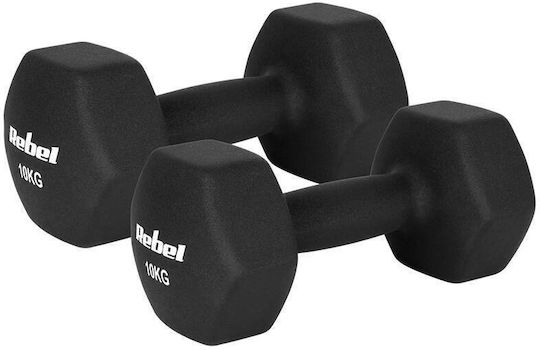 Rebel Комплект Шестоъгълни Дъмбели от Неопрен 2 x 10kg