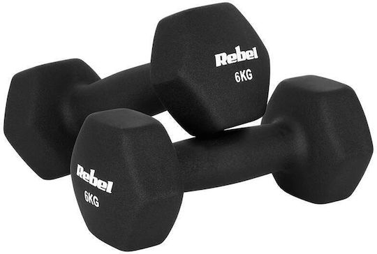 Rebel Комплект Шестоъгълни Дъмбели от Неопрен 2 x 6 кг