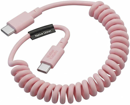 Native Union Usb-c Zu Usb-c Kabel 60w Spiral 1.2m Pop Series Schnelles Laden Rosa