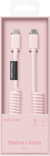 Native Union Usb-c Zu Usb-c Kabel 60w Spiral 1.2m Pop Series Schnelles Laden Rosa