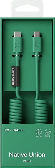 Native Union Usb-c To Usb-c Cable 60w Coiled 1.2m Pop Series Fast Charging Green
