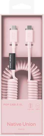 Native Union Usb-c Zu Usb-c Kabel 60w Spiral 2.4m Pop Serie Schnelles Laden Rosa