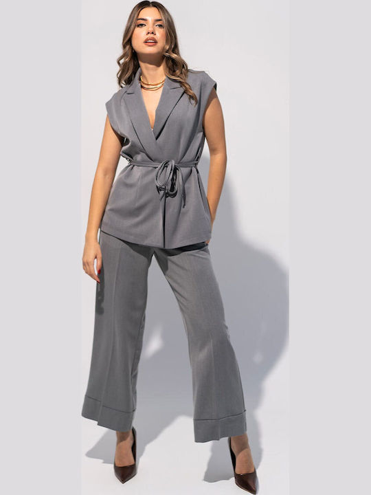 Maggy Damen-Hose in Palazzo Passform Grau