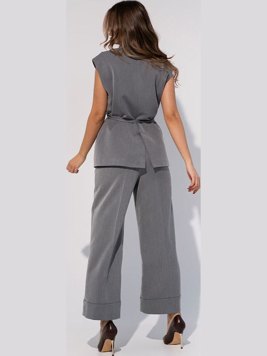 Maggy Damen-Hose in Palazzo Passform Grau