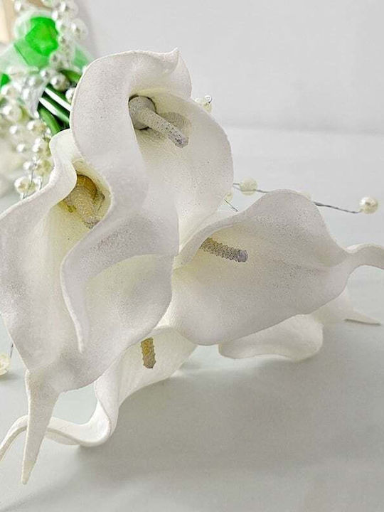 Pearl Grace Purse-style Bridal Bouquet White Calla Lilies Pearl Handle Elegant Modern
