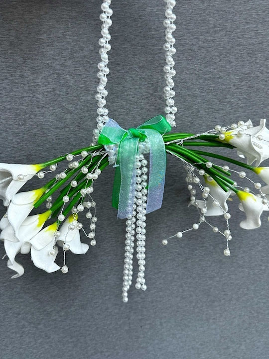Pearl Grace Purse-style Bridal Bouquet White Calla Lilies Pearl Handle Elegant Modern