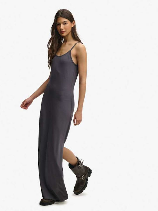 Sommer Maxi Slip Dress mit Tränen Grau