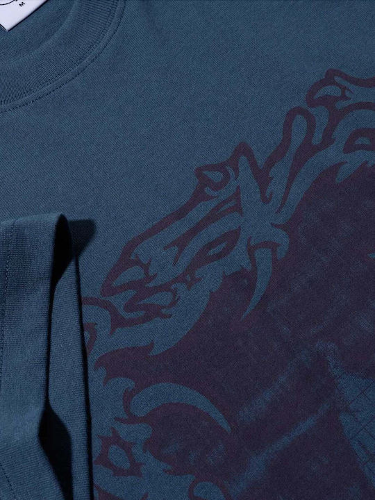T-Shirt Grau Blau Blau