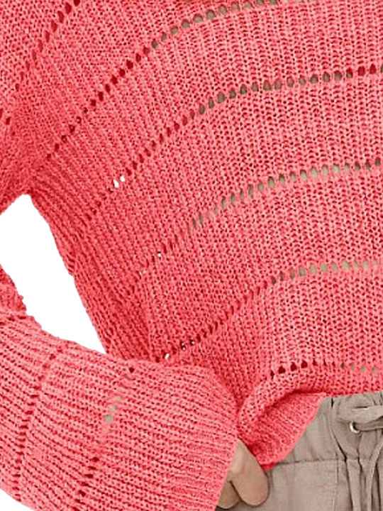 Only Pamela Women's Long Sleeve Sweater with V Neckline Fuchsia Only Pamela Women's Long Sleeve Sweater with V Neckline Fuchsia