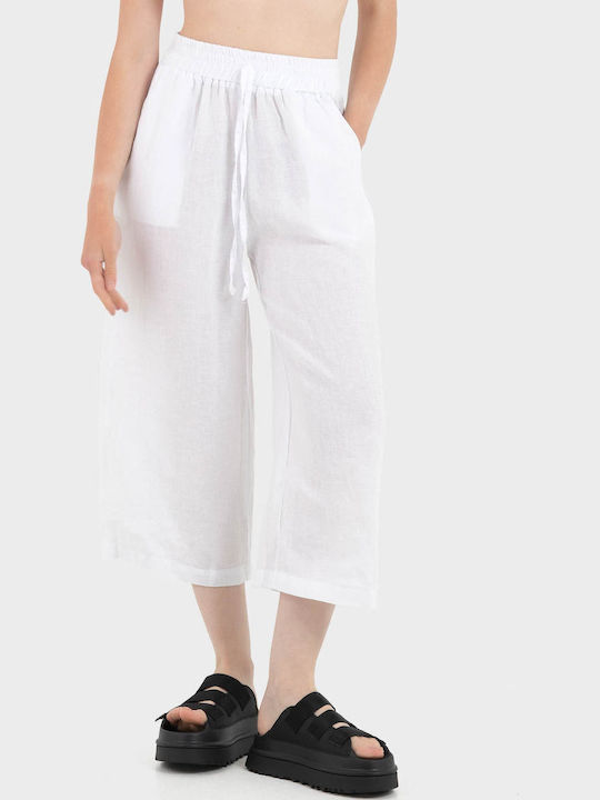 Γυναικείο Λινό Παντελόνι White