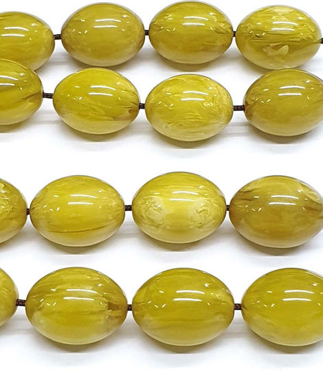 Roloi Komboloi Worry Beads with 17 Beads Made of Mastic Length 36cm Yellow