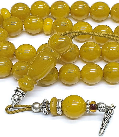 Roloi Komboloi Worry Beads with 33 Beads Made of Mastic Length 35cm Yellow
