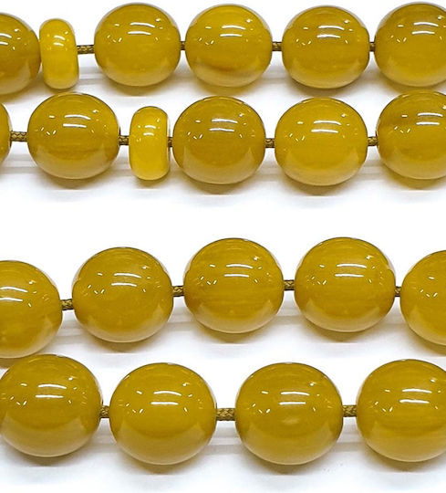 Roloi Komboloi Worry Beads with 33 Beads Made of Mastic Length 35cm Yellow