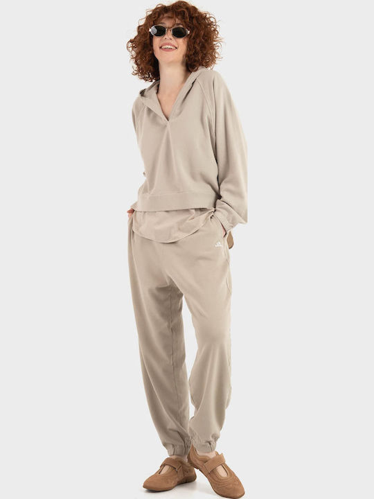 Women's Fabric Trousers in Balloon Style Beige