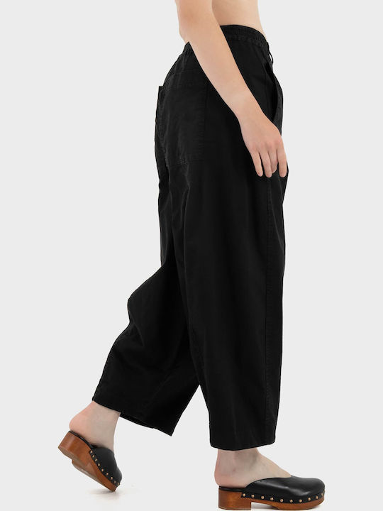 Barrel Damen Stoffhose Schwarz