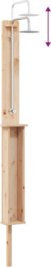 vidaXL Pool Shower from Natural Wood 246x24x19cm Brown
