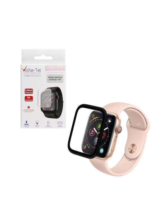 Volte-tel Tempered Glass Apple Watch 4 5 6 Se 44mm 3d Curved Aluminium 1.78'' 0.30mm Full Cover & Installation Tool Black 5205308416880