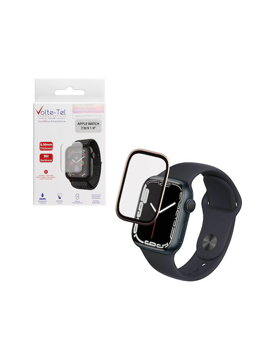 Volte-tel Tempered Glass Apple Watch 7 8 9 45mm 3d Curved Aluminium 1.9'' 0.30mm Full Cover & Installation Tool Gold 5205308417054