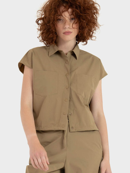Short Sleeve Women's Shirt Beige