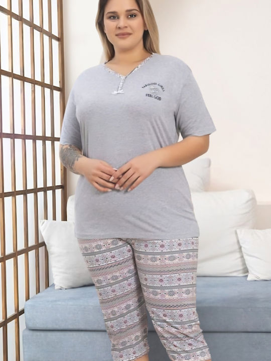 Asel Sommerliches Damen-Schlafanzug-Set Grau
