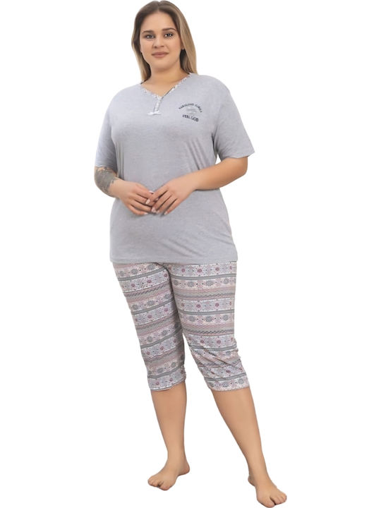 Asel Sommerliches Damen-Schlafanzug-Set Grau