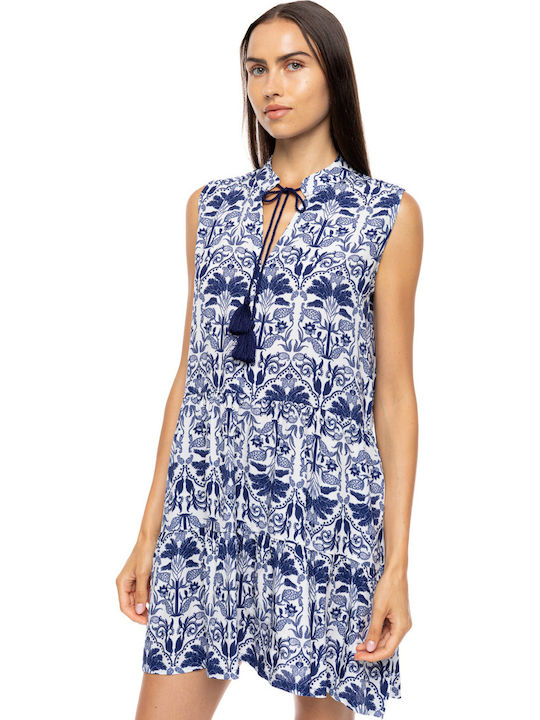 Pink Label Damenkaftan Strandmode Blau Tropisch