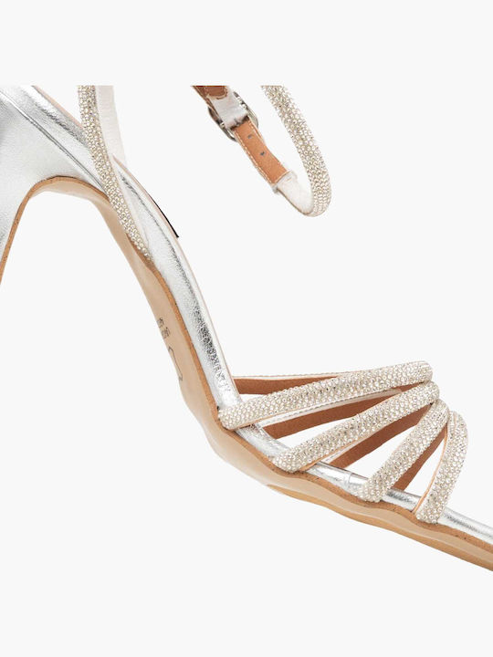 Damen Sandalen mit Strass Silber