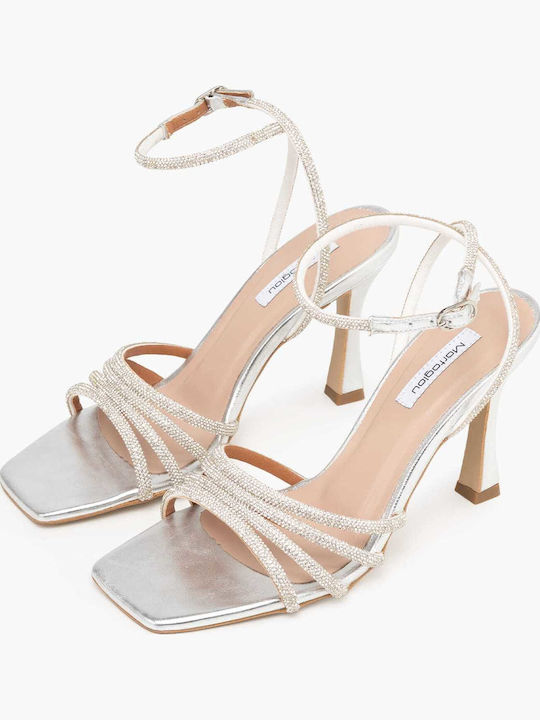 Damen Sandalen mit Strass Silber
