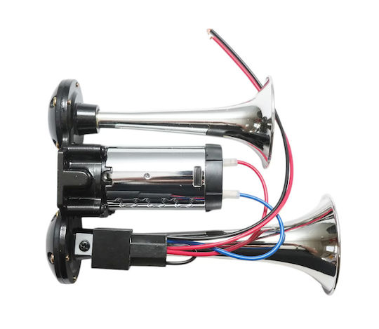 Claxon Electric Cu 2 Cornuri Compresor Zola 12v 150 Db Universal Crom Accesorii Montare Metalice