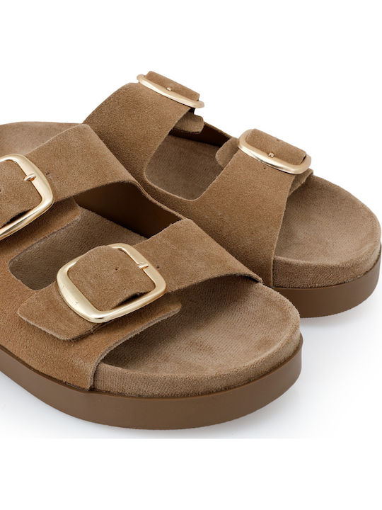 Damen Flache Sandalen Beige