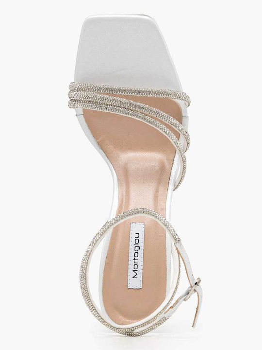 Damen Sandalen Aus Leder Weiß