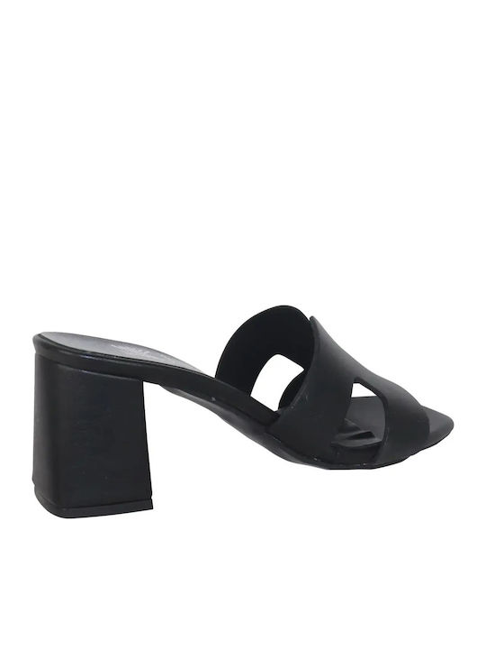 Mules With Chunky High Heel In Black Colour