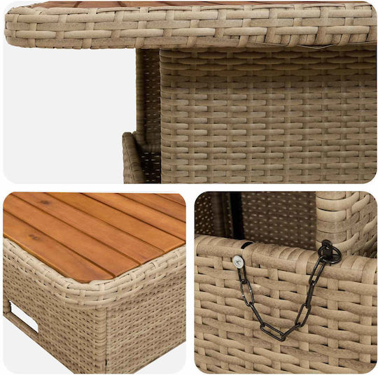 Outdoor Living Room Set 5 Pieces Beige and Cream with Pillows