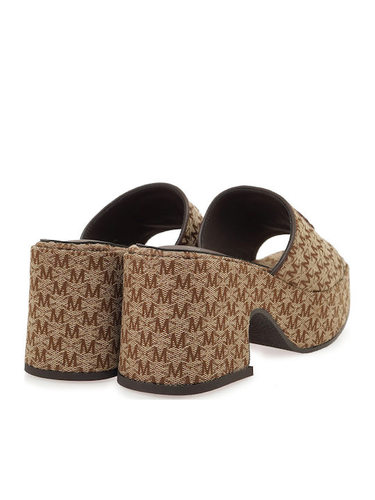 Mules With High Heel In Beige Colour