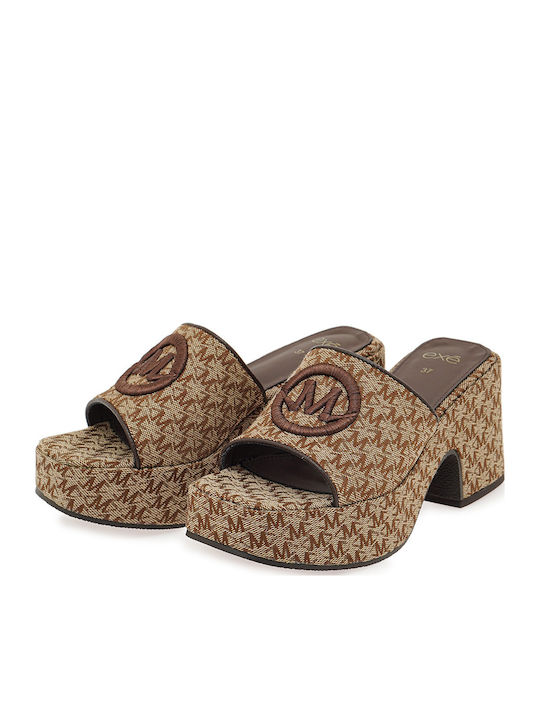 Mules With High Heel In Beige Colour