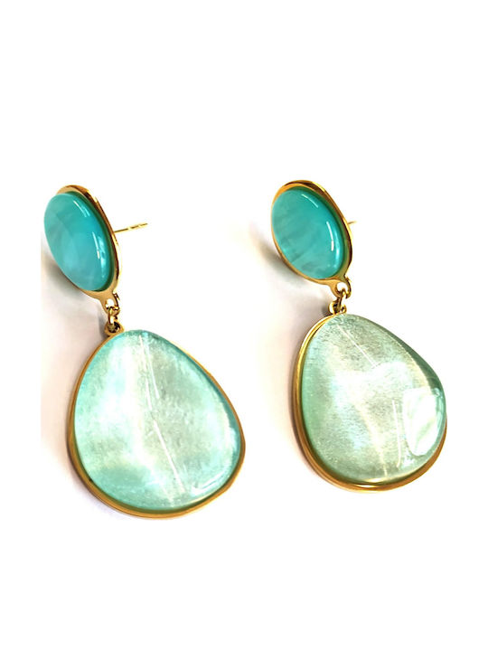 Amalfi Accessories Ohrringe Hängend aus Stahl Hellblaue