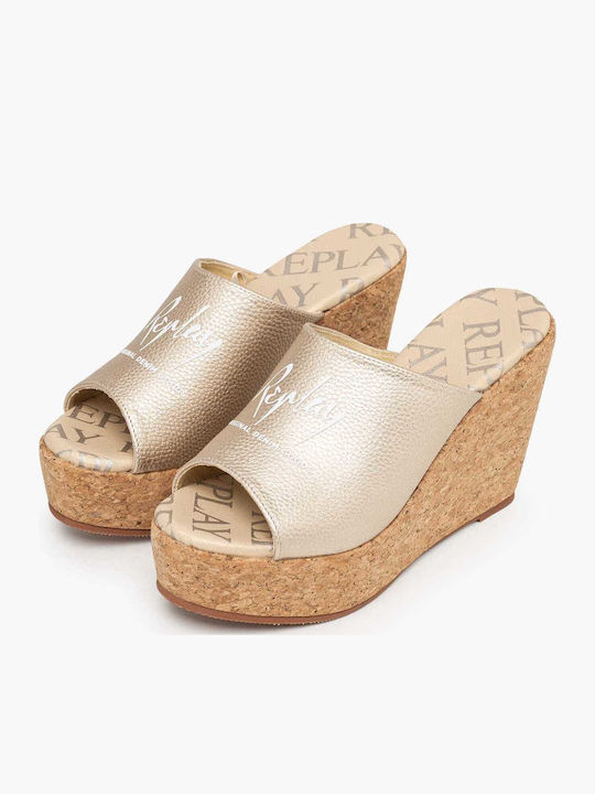 Sommer Damenplattformen im Stil Gold Pantoffeln
