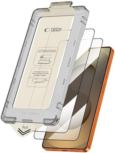 Set 2 Tech-Protect Quick Set Plus Folii Protectie Ecran Tempered Glass Kit Instalare Inclus Compatibil Samsung Galaxy S26 Ultra Negru