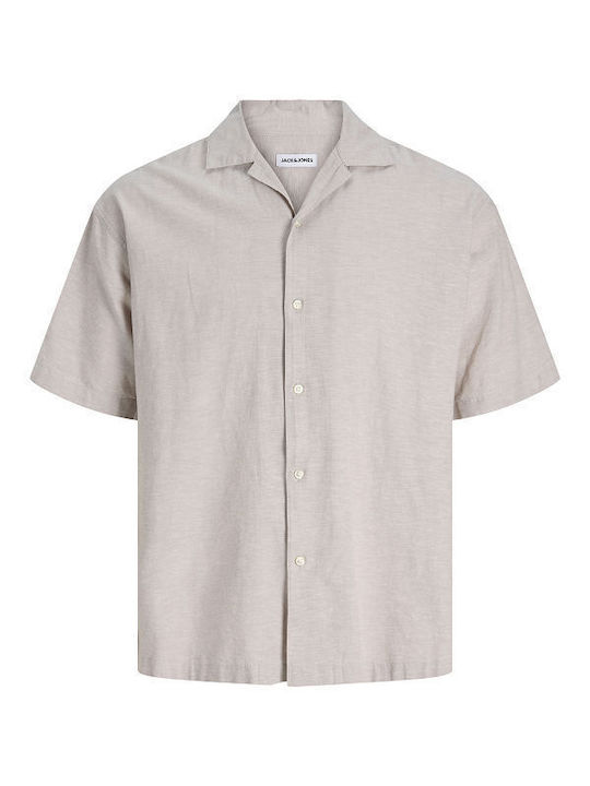 Resort Kurzärmeliges Leinen Herrenhemd Beige