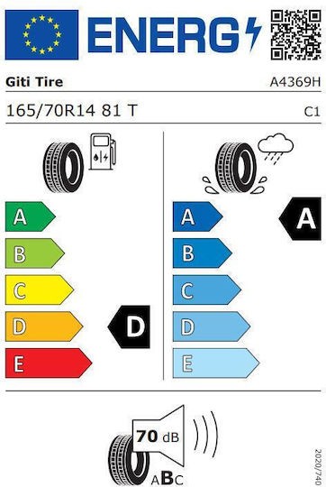 Giti 165/70R14 81T Θερινό Λάστιχο για Επιβατικό Αυτοκίνητο