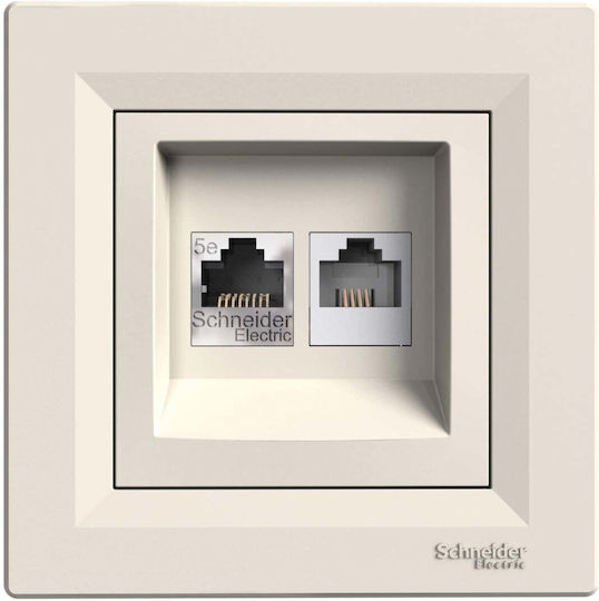 Asfora Ict Socket Cat.5e Rj45+rj12 Cream Eph4900123