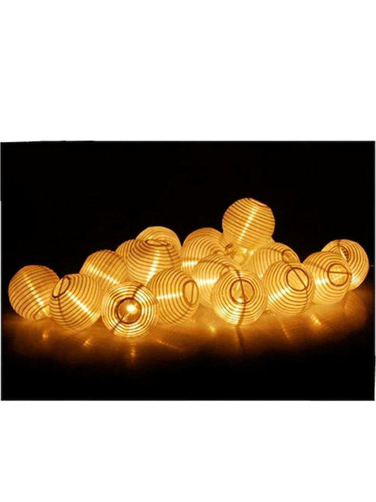 ArteLibre Водоустойчива Гирлянда За Осветление LED 10.7m С 20 Топки Топло Бяло