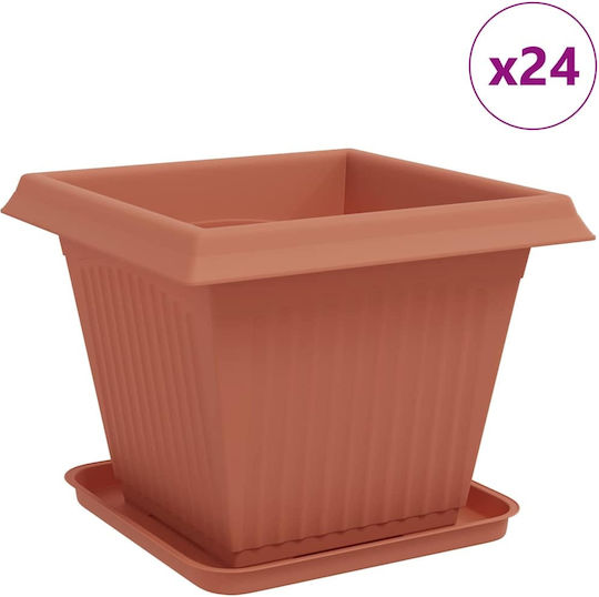 vidaXL Σετ 24 Γλάστρες Πλαστικές Κεραμιδί 38x30εκ.