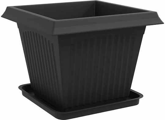 vidaXL Комплект 24 Пластмасови Черни Саксии За Цветя 43x33.5см