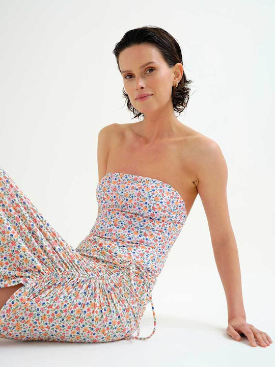 Φούστα Παρεό Πολύχρωμο Floral Print Compania Fantastica Ecru