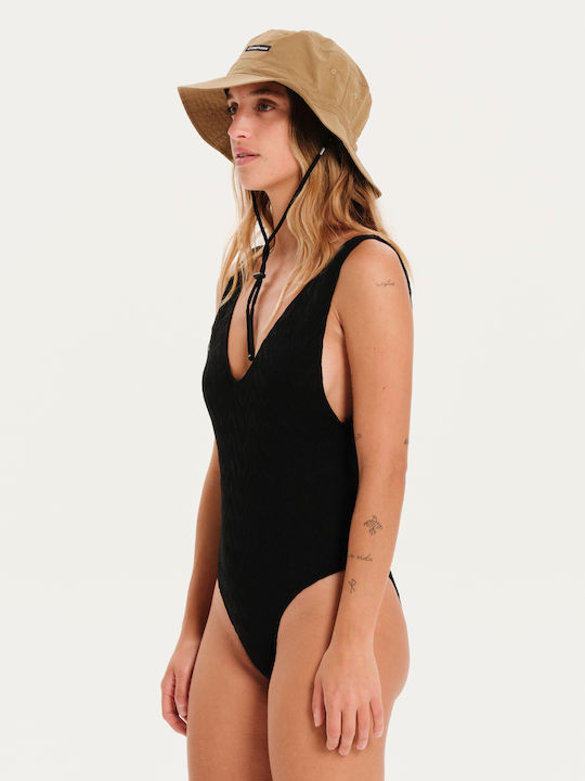 One Piece Swimsuit with Open Back Black