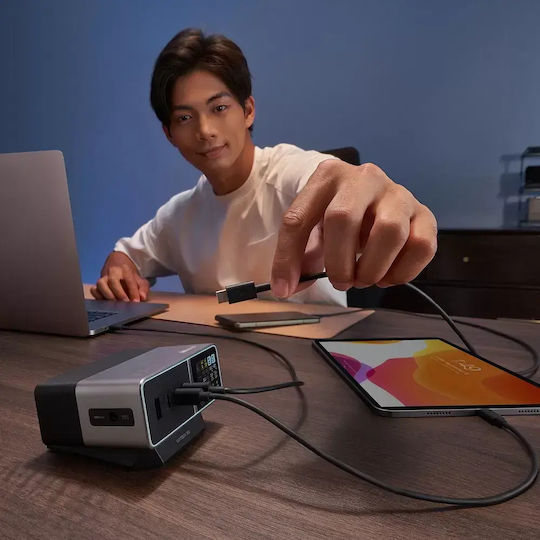 Cuktech Βάση Φόρτισης GaN με Θύρα USB-A και 3 Θύρες USB-C 300W σε Ασημί χρώμα (TA3005U)