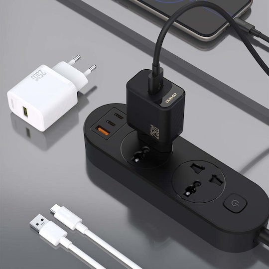 Dudao Charger GaN with USB-A Port and Cable USB-C 25W Power Delivery Whites (A27STEU)