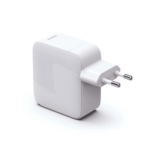 HAMA GaN Wireless Charger with USB-C Port 65W Power Delivery / Quick Charge 3.0 White