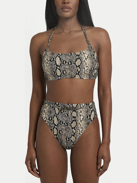 Bikini Sports Bra Animal Print Black Mlt